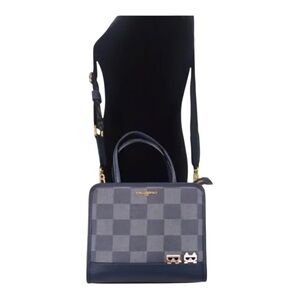 Karl Lagerfeld Paris Maybelle Karl & Cat Check Crossbody Zip Satchel